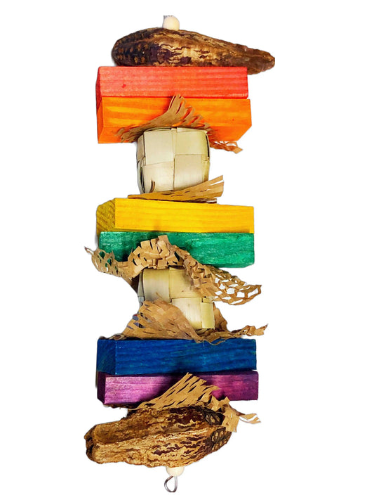 Rainbow block toys with natural items bird toy
