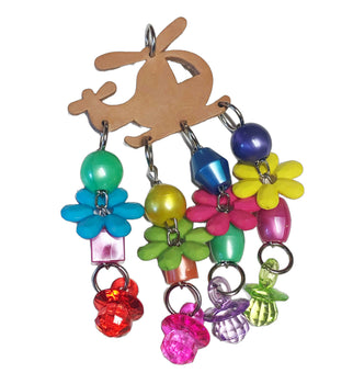 Veg leather parrot toys with large beads and charms