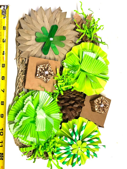 Green large seagrass mat foraging bird toy 