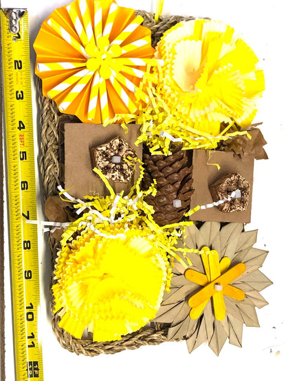 yellow  large seagrass mat foraging bird toy 