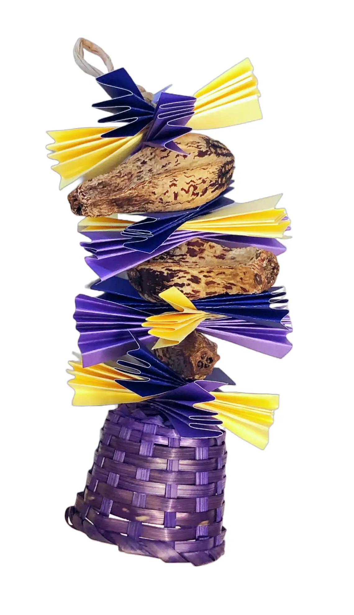 Purple bird toy with basket