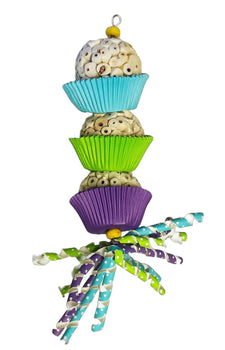 bird toy with sola balls and paper cups