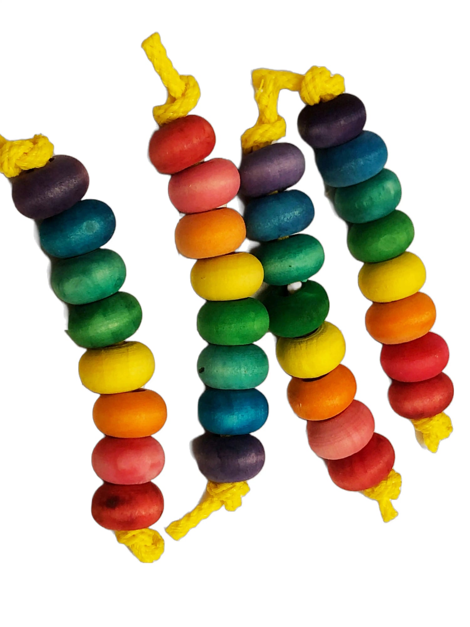 Wood bead foot toy